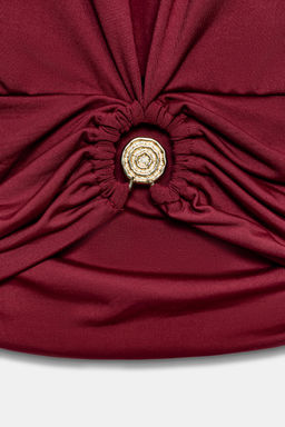 TOP DRAPEADO POLIAMIDA FORNITURA / Burgundy - Zara фото 8