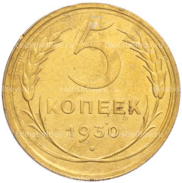 Монета 5 копеек 1930 года