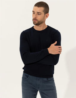 Lacivert Slim Fit Bisiklet Yaka Basic Triko Kazak - Pierre cardin фото 3