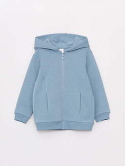 Kap??onlu Uzun Kollu Erkek Bebek Fermuarl? Sweatshirt