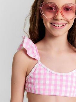 Купальник для девочек раздельный розовый в клетку - Mark formelle фото 4