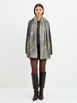 Большой, мягкий, тонкий и очень нежный двусторонний палантин с рисунком - Tantino фото 21