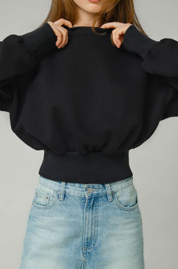 Арт. 15128 Свитшот женский укороченный 42-46 (3 шт) Цвет:черный