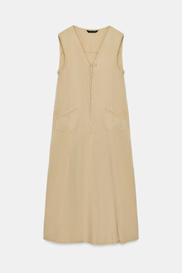 VESTIDO MIDI GABARDINA / Aceite - Zara фото 4