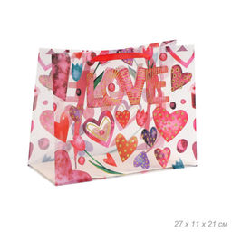 Цена за 10 шт. Пакет подарочный 27х21х11 см Любовь / PP-21 /уп 10/1000/прозрачный