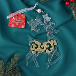 Цена за 2 шт. Ёлочная игрушка Зимнее волшебство. Олень - узорный блеск, 10.717.7 см, прозрачно-золотой  фото 10