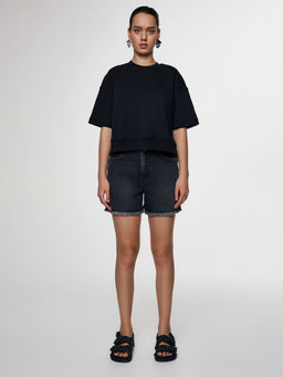 CONTE CON-646 Джинсовые шорты с бахромой washed black