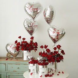 Цена за 5 шт. Шар воздушный фольгированный 18" «Я люблю тебя», серебро