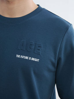 Bisiklet Yaka Bask?l? Erkek Sweatshirt