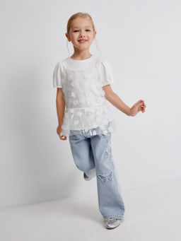 ACOOLA / Блузка детская для девочек Gagara белый  фото 7