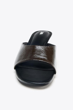 LEATHER KITTEN HEEL SANDALS - Zara фото 6