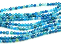 Бусины из агата тонированного шарик 6мм цв.лазурный, 38см, 63 бусины Радуга камня