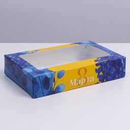 Цена за 5 шт. Кондитерская упаковка, коробка с ламинацией 8 марта, 20?12?4 см