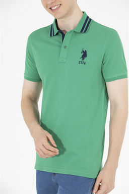 Мужская зеленая футболка с воротником поло Basic - U.s. polo assn фото 13