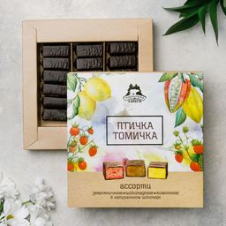 Конфеты Птичка томичка ассорти (земляничная, шоколадная, лимонная) 210 г - Территория тайги фото 2