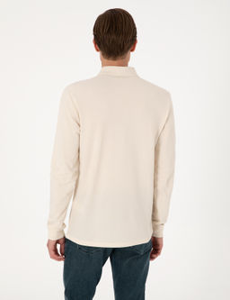 Bej Slim Fit K_vr_lmaz Polo Yaka Basic Pike Sweatshirt - Pierre cardin фото 5