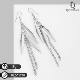 Серьги висячие Пика с цепочками, цвет серебро, 10,5см