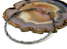 Браслет на ногу из циркона шарик граненый 3мм цв.серый, 21см