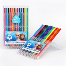 Цветные карандаши, 12 цветов, трехгранные, «Холодное сердце»