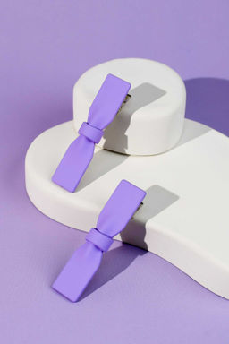 Набор заколок для волос зажим, арт. 71788 / 10 БАНТИКИ (в наборе: 2шт., 6,3 см, черный металл, полиметилметакрилат, цвет: сиреневый, подложка из мелованного картона + ПЭТ-пакет с европодвесом)