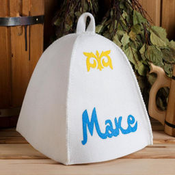 Шапка для бани с аппликацией Маке