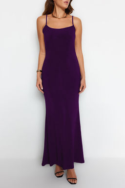 TRENDYOLMILLA Kahverengi Fitted/Vucuda Oturan Ask?l? Maxi Esnek Orme Kalem Elbise TWOSS23EL02435  фото 48