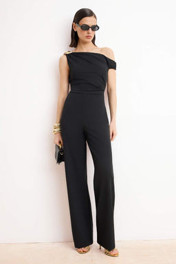 Siyah Kay?k Yaka Dokuma Tulum TPRSS26TU00004