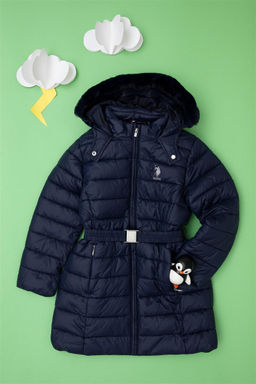 Темно-синее пальто для девочки