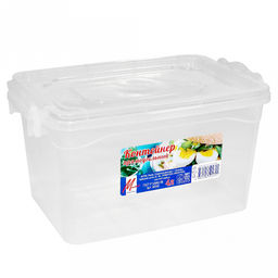 Контейнер для продуктов пластмассовый 4л, 25,5х16,5х14см, прямоугольный, 2 защелки, прозрачный (Россия)