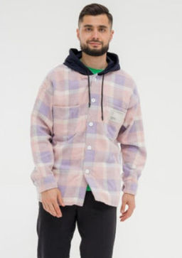 Рубашка утепленная,  толстовка c капюшоном оверсайз