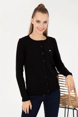Женский черный базовый трикотажный кардиган Неожиданная скидка в корзине