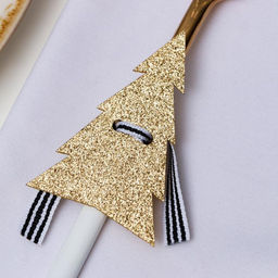 Цена за 2 шт. Набор для декора столовых предметов Доляна. Ёлка, 4 шт., цвет золото, 5?7.5 см