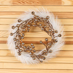 Венок новогодний d=20 см «Зимнее волшебство. Элит» ягодки, бело-золотой