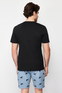 TRENDYOL MAN Mavi Bask?l? Regular Fit Orme Yazl?k Sortlu Pijama Tak?m? TMNSS24PT00023 - Trendyolmilla фото 6