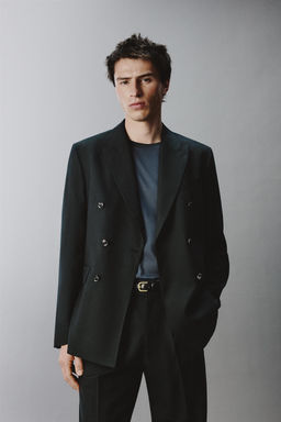 DOUBLE-BREASTED WOOL BLEND SUIT BLAZER - Zara фото 2