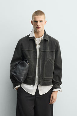 CAZADORA EFECTO LAVADO PESPUNTES / Gris oscuro - Zara фото 2