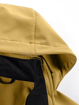 Ветровка спортивная женская с капюшоном softshell горчичного цвета 9566G - Mtforce фото 4