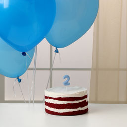 Свеча для торта, цифра 2 + воздушные шары, 5 шт, голубой - Страна карнавалия фото 2