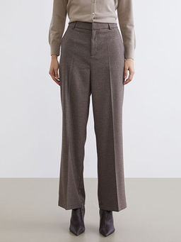 Standart Fit Ekose Kad?n Pantolon