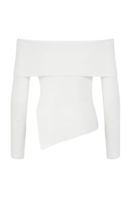 Ekru Premium Iplik/Ozel Iplik Carmen Yaka Triko Kazak TWOAW26KZ00064 - Trendyolmilla фото 6