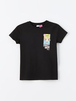 Bisiklet Yaka Prenses Bask?l? K?sa Kollu K?z ?ocuk Ti??rt