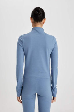 DeFactoFit Футболка узкого кроя с высоким воротником и длинными рукавами  фото 10