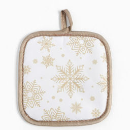 Кухонный набор Доляна. Снежинки: прихватка 17?17 см, варежка 26?16 см, фартук 70?80 см, золотой, 100% п/э