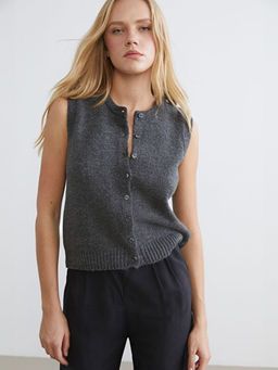 Bisiklet Yaka Kad?n Triko Yelek