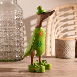Сувенир «Утка в зеленой одежде с принтом», дерево, 13×9×27 см