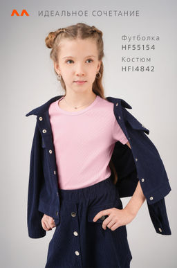 Футболка для девочки в рубчик из рибаны Happyfox  фото 23