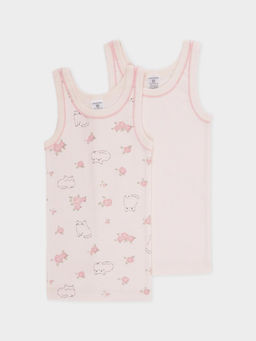 К 1181-2уп/светлый жемчуг,котики в цветах набор майка для дев