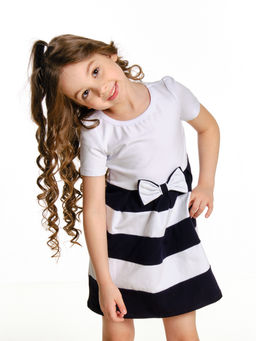 Платье для девочки UD 1412 бел/синий - Mini maxi фото 4