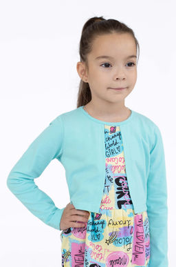 Платье детское бирюзовое болеро ПЛ-719 (86-92)