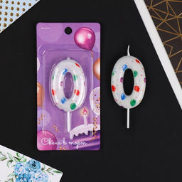 Свеча в торт цифра 0, с шарами - Страна карнавалия фото 2